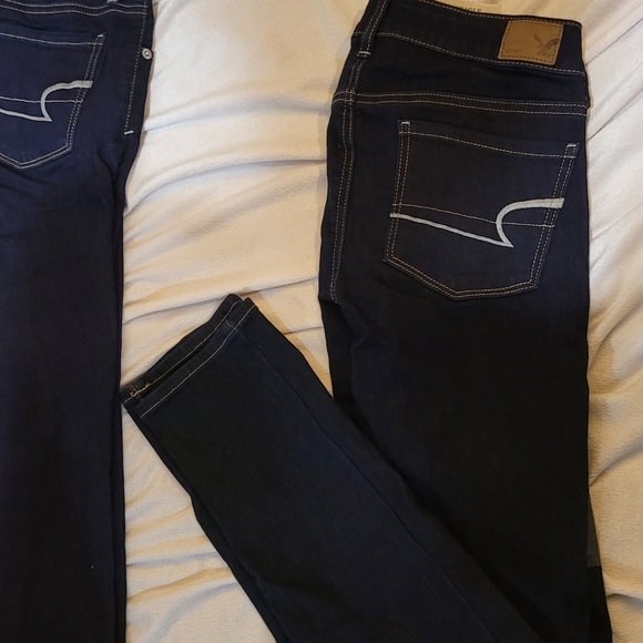 2 PAIRS NWT AMERICAN EAGLE SKINNY JEANS DARK WASH - Picture 7 of 11